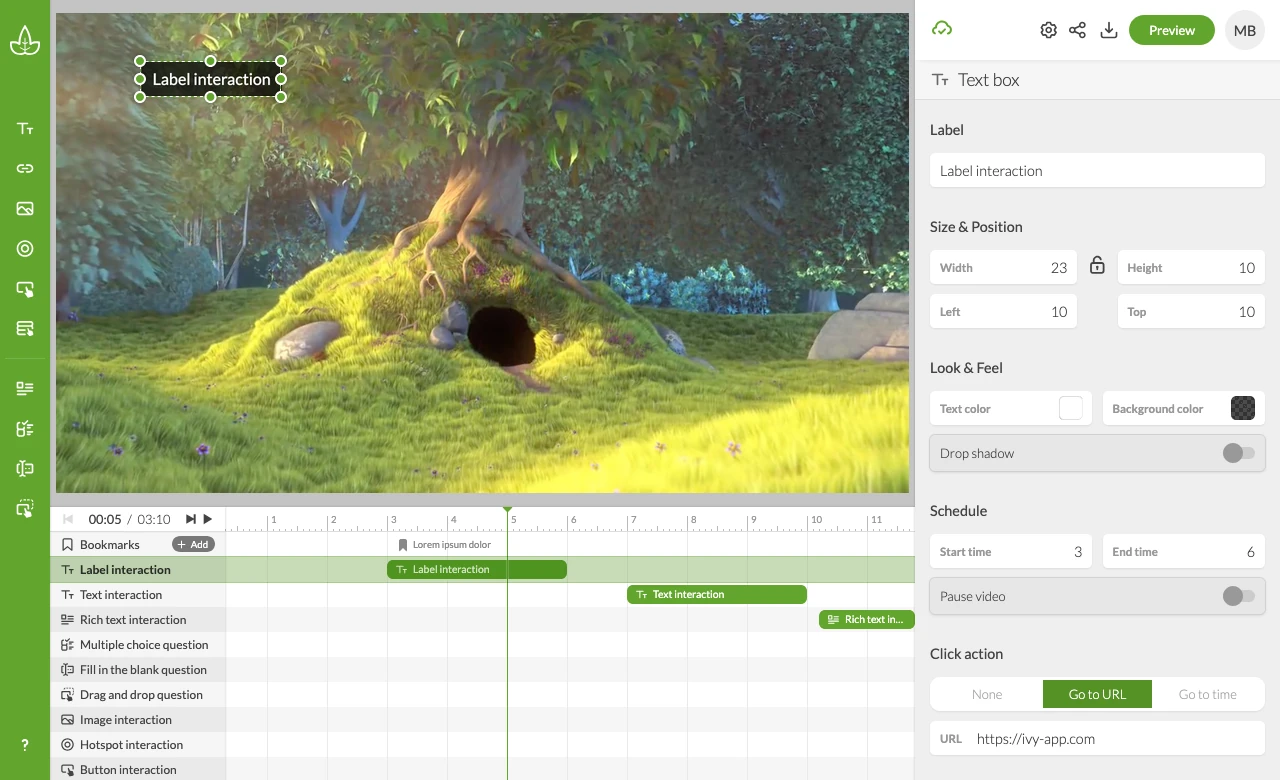 Ivy Interactive Video Editor Interface
